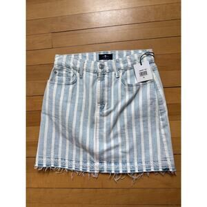 NWT 7 For All Mankind Striped Blue/White Denim Mini Skirt, SIZE 25